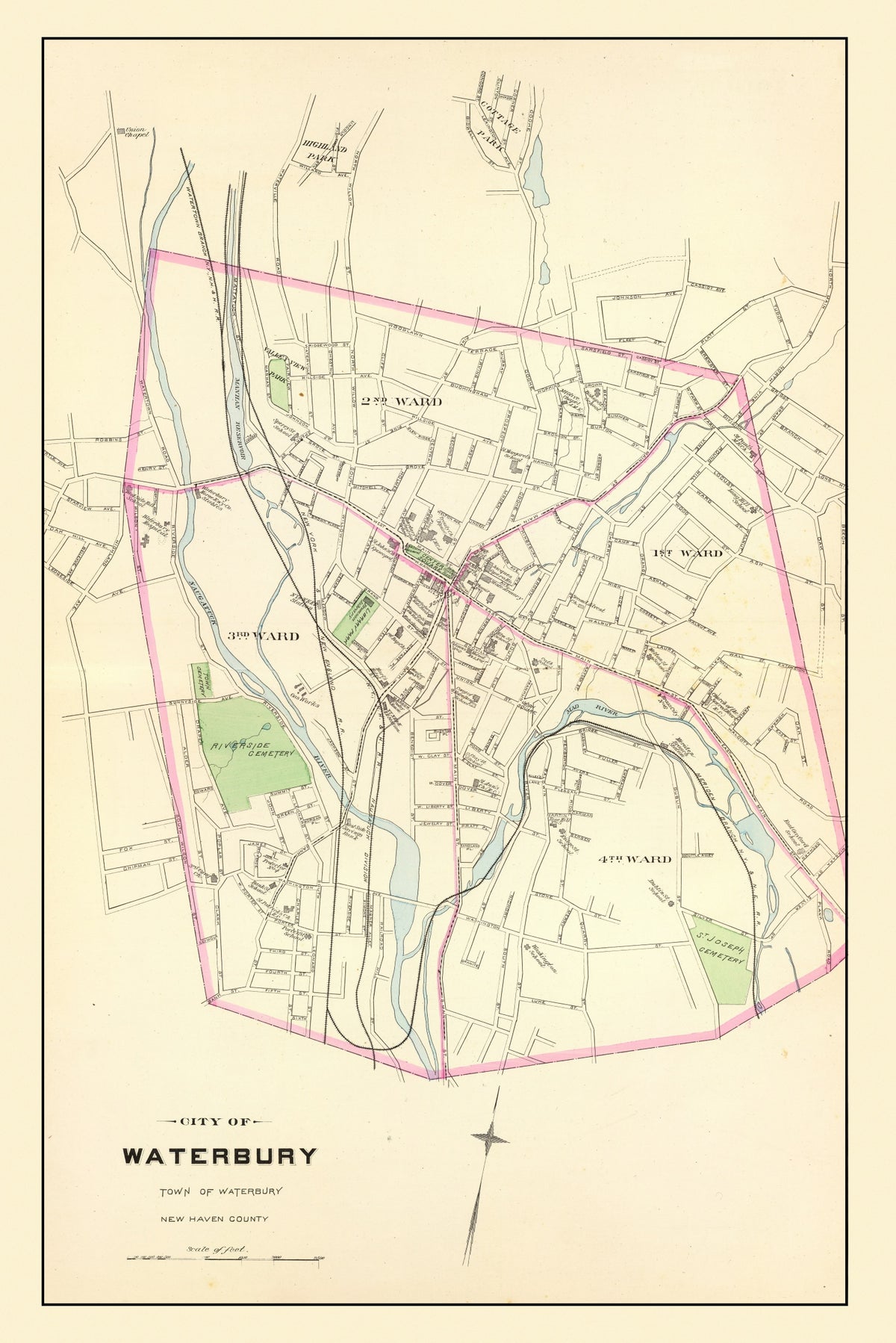 Preview of Vintage Map of Waterbury, Connecticut 1893