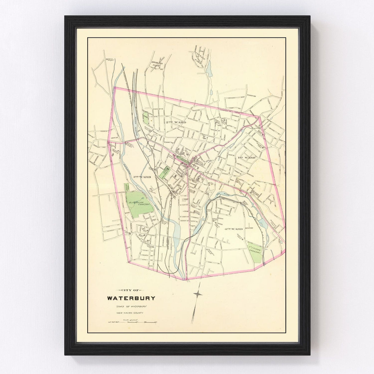 Waterbury Vintage Map 1893