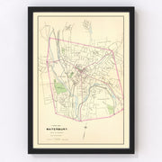Waterbury Vintage Map 1893