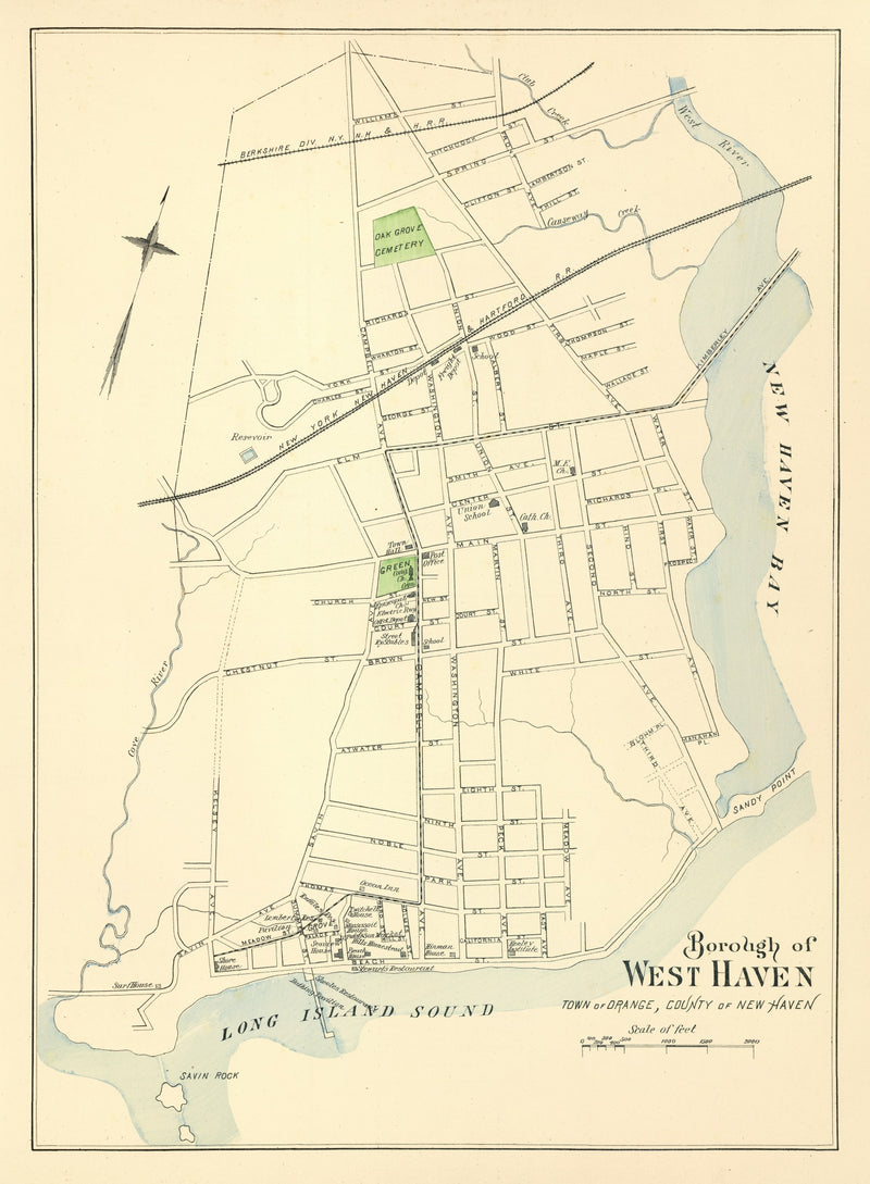 Size comparison using Vintage Map of West Haven, Connecticut 1893