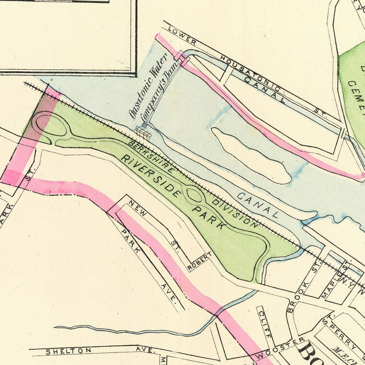Restored historic details from the 1893 city map of Derby, Connecticut
