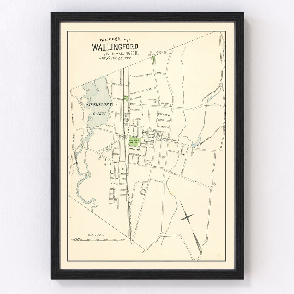 Wallingford Vintage Map 1893
