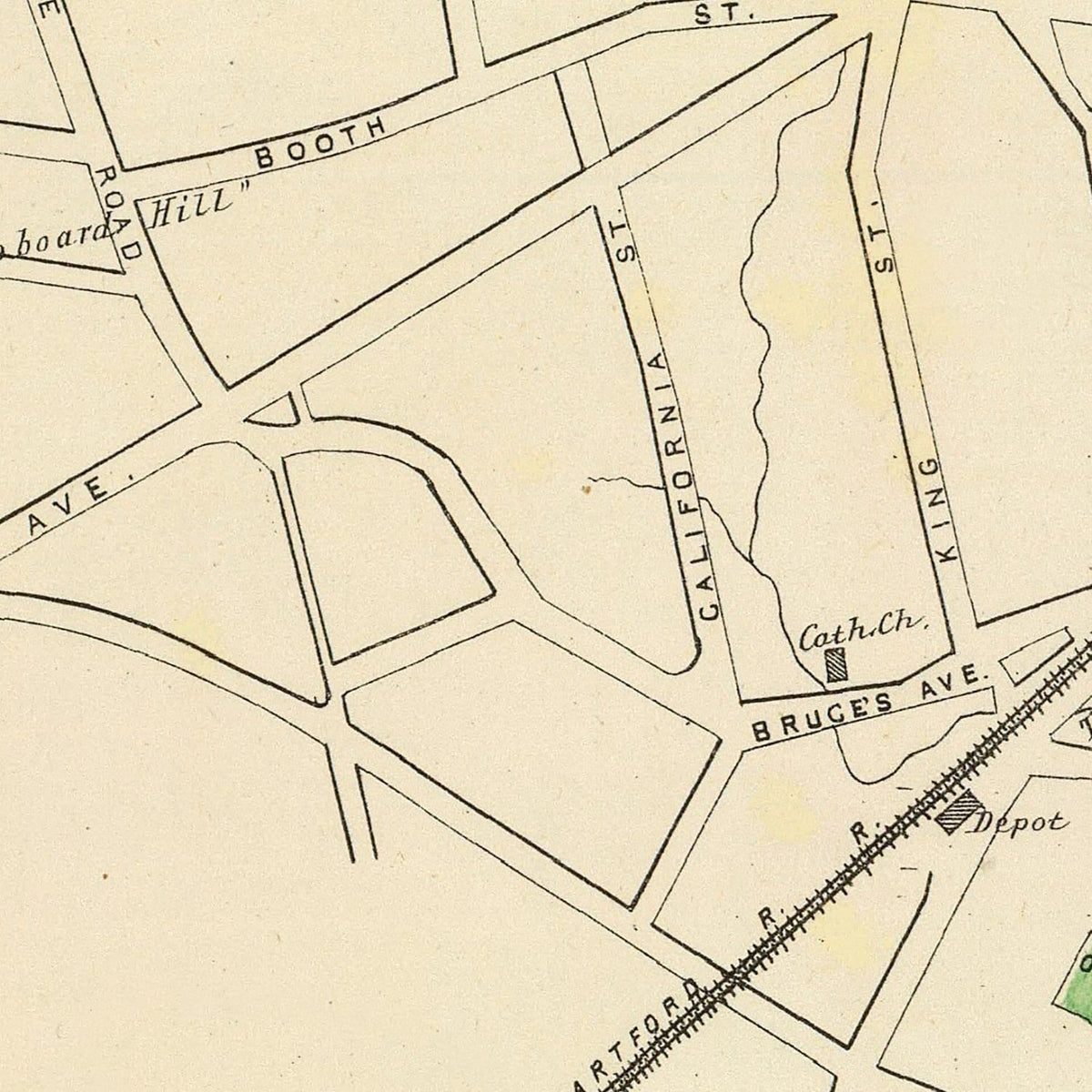Restored historic details from the 1893 city map of Stratford, Connecticut