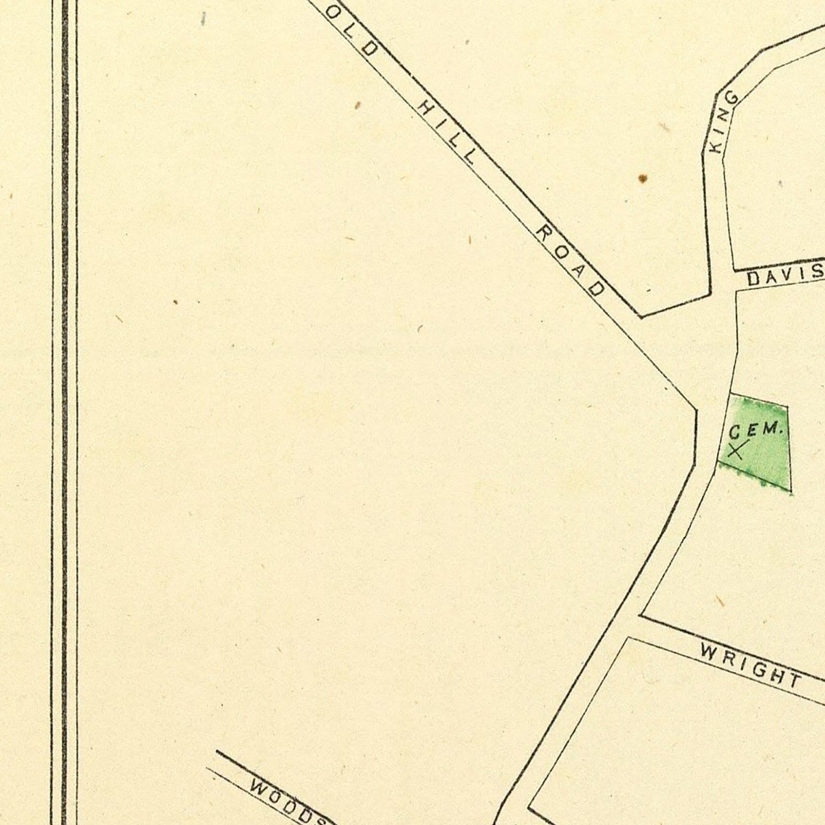 Restored historic details from the 1893 city map of Sandy Hook, Connecticut
