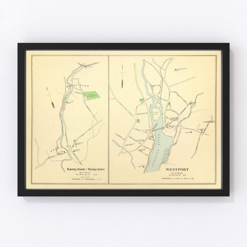 Sandy Hook Vintage Map 1893