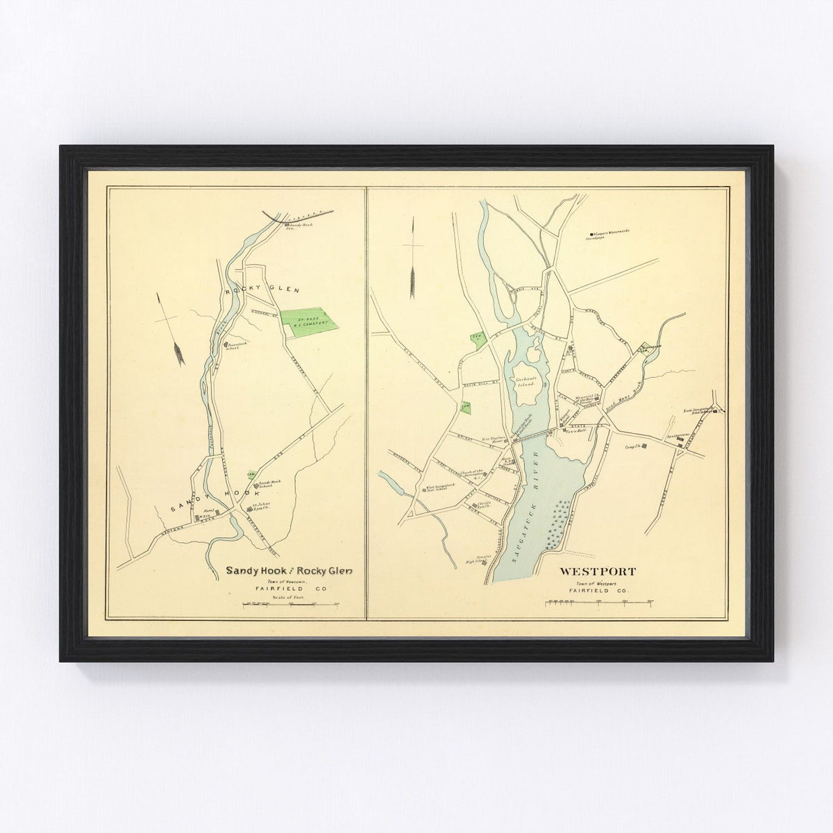 Sandy Hook Vintage Map 1893