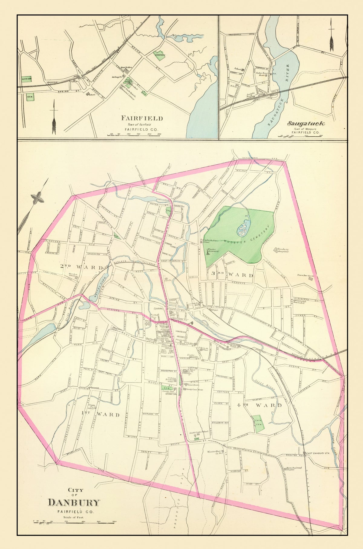 Preview of Vintage Map of Danbury, Connecticut 1893