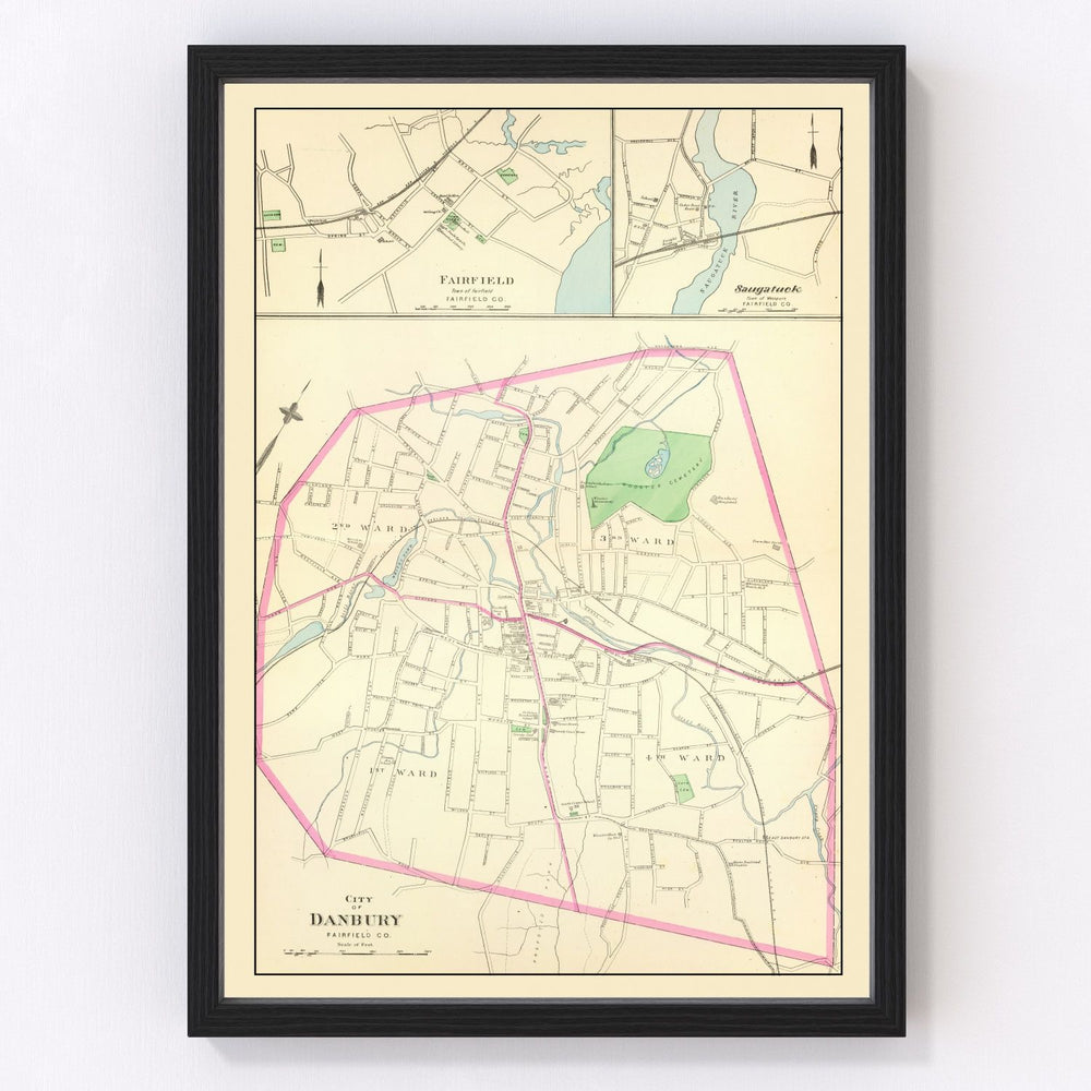 Danbury Vintage Map 1893