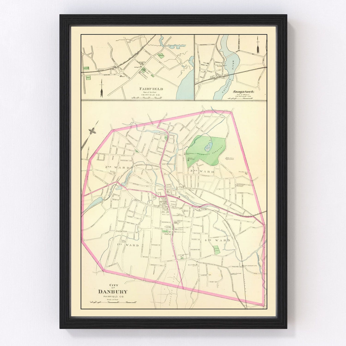 Danbury Vintage Map 1893