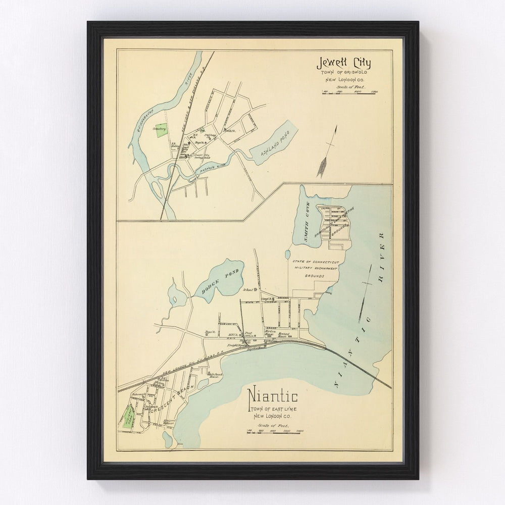Jewett City Vintage Map 1893
