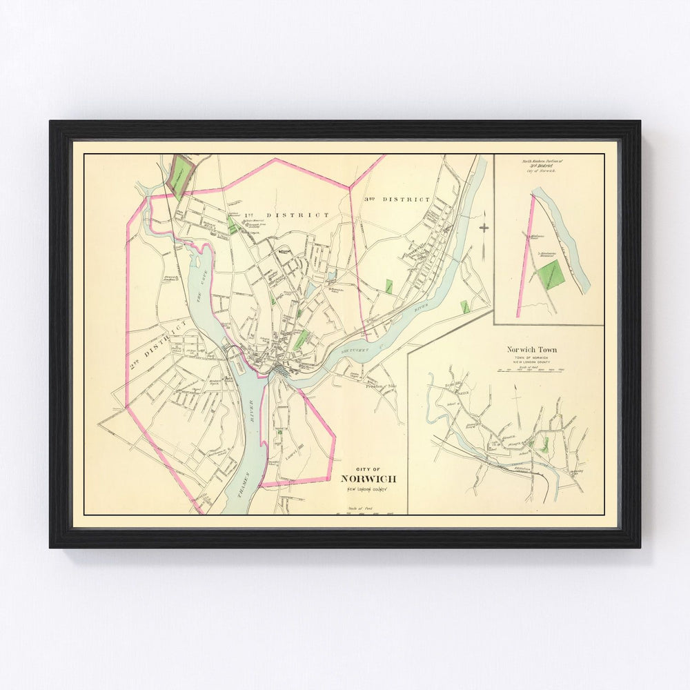 Norwich Vintage Map 1893