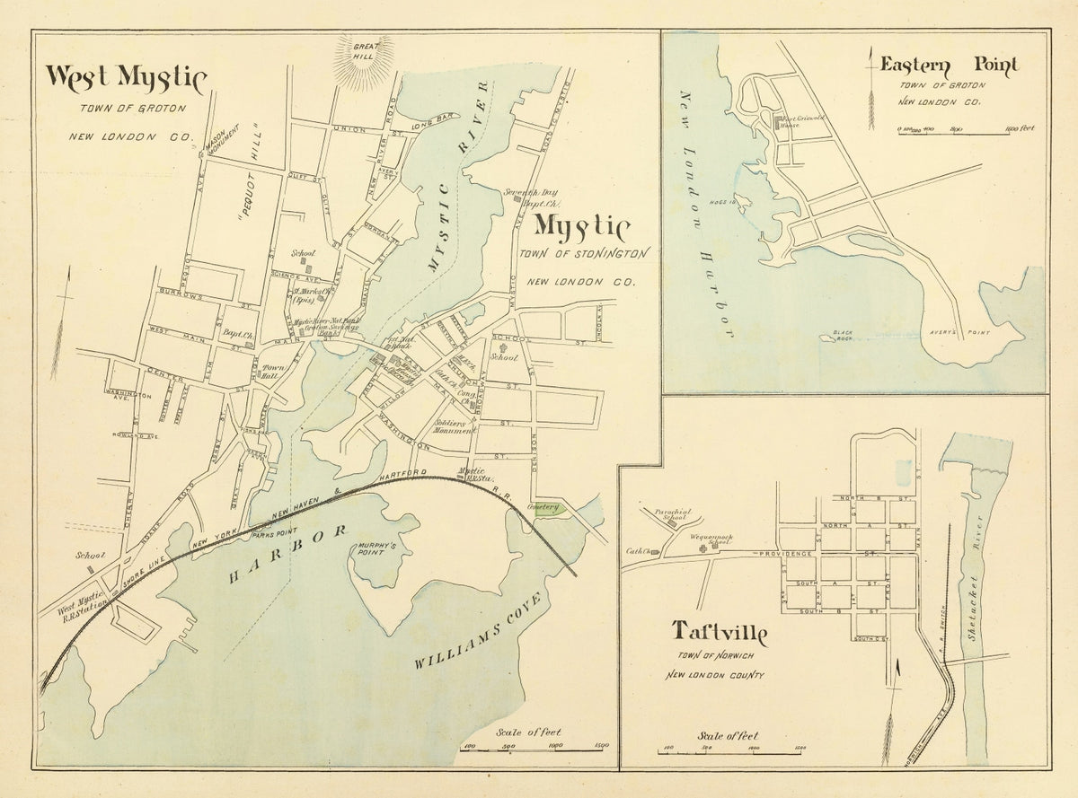 Preview of Vintage Map of Mystic, Connecticut 1893