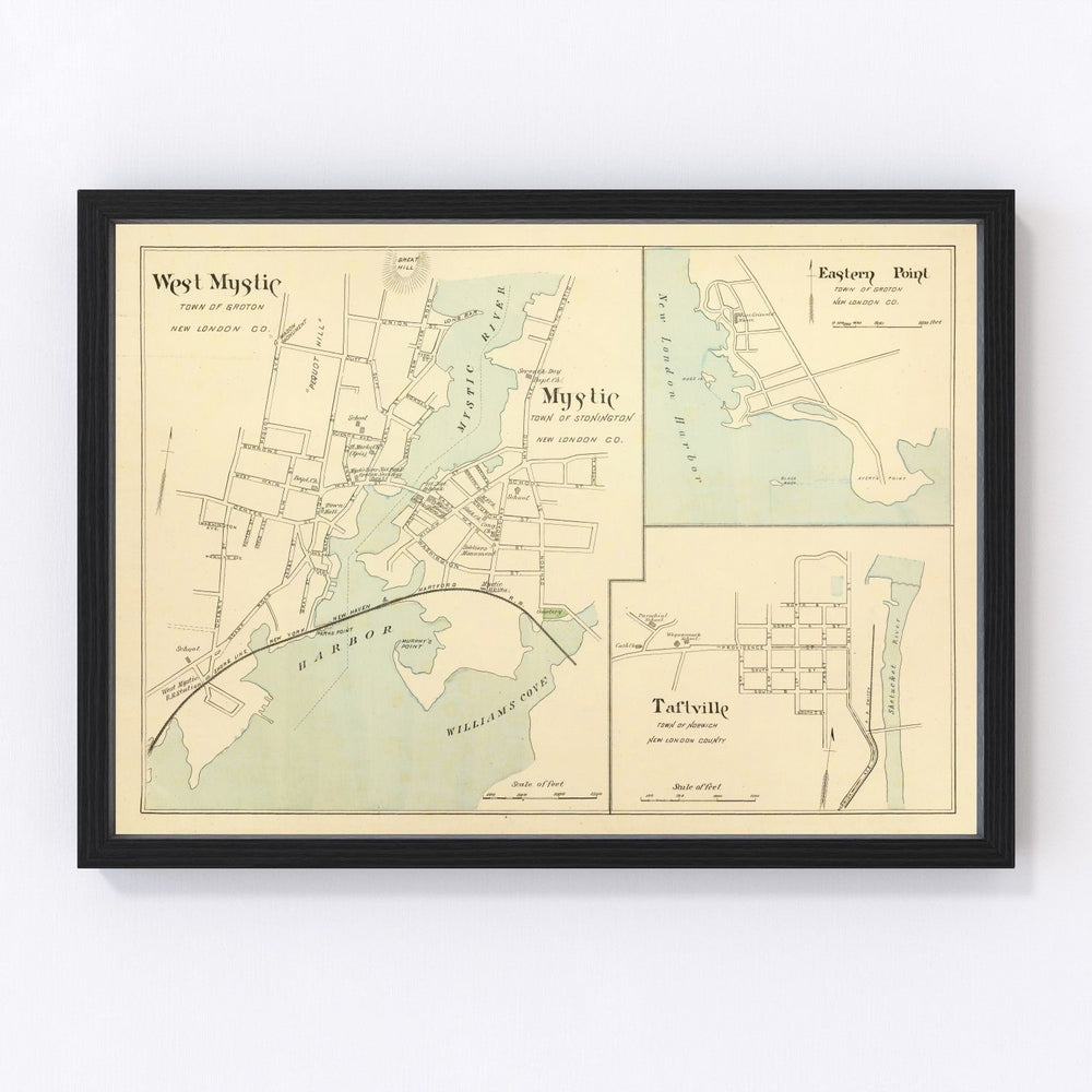Mystic Vintage Map 1893