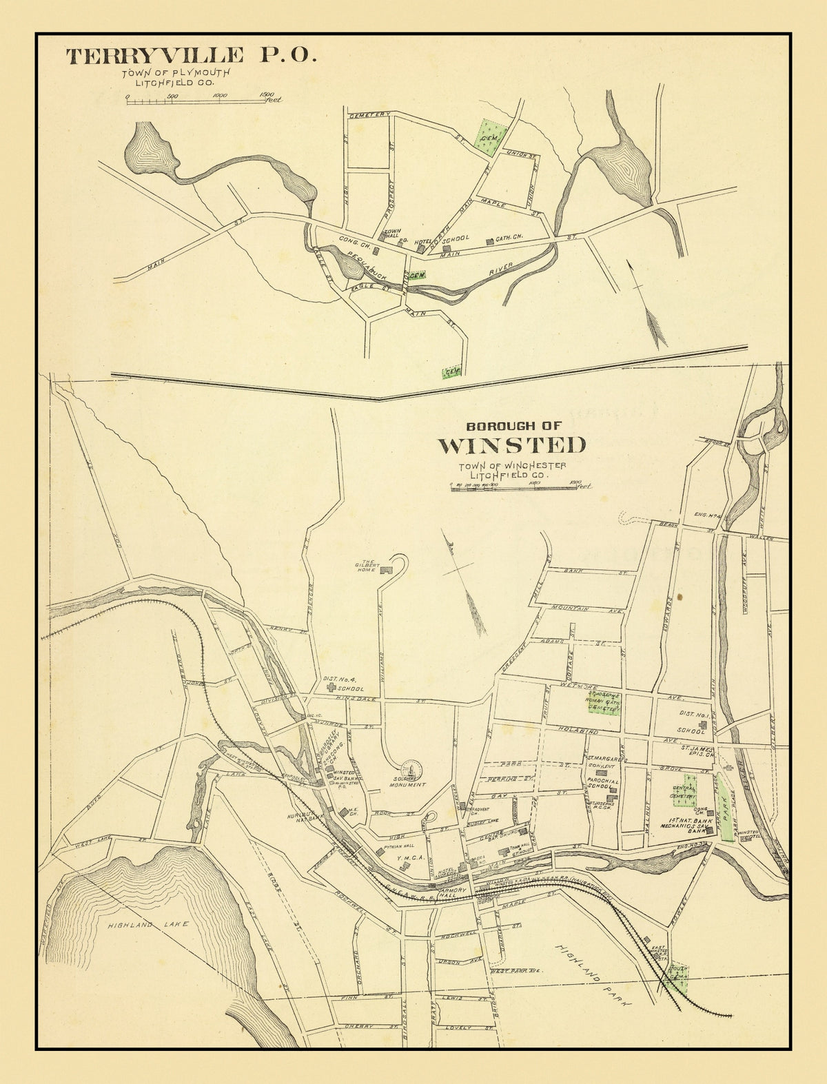 Preview of Vintage Map of Terryville, Connecticut 1893