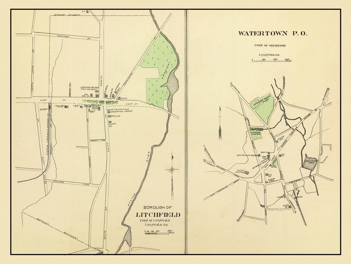 Preview of Vintage Map of Litchfield, Connecticut 1893