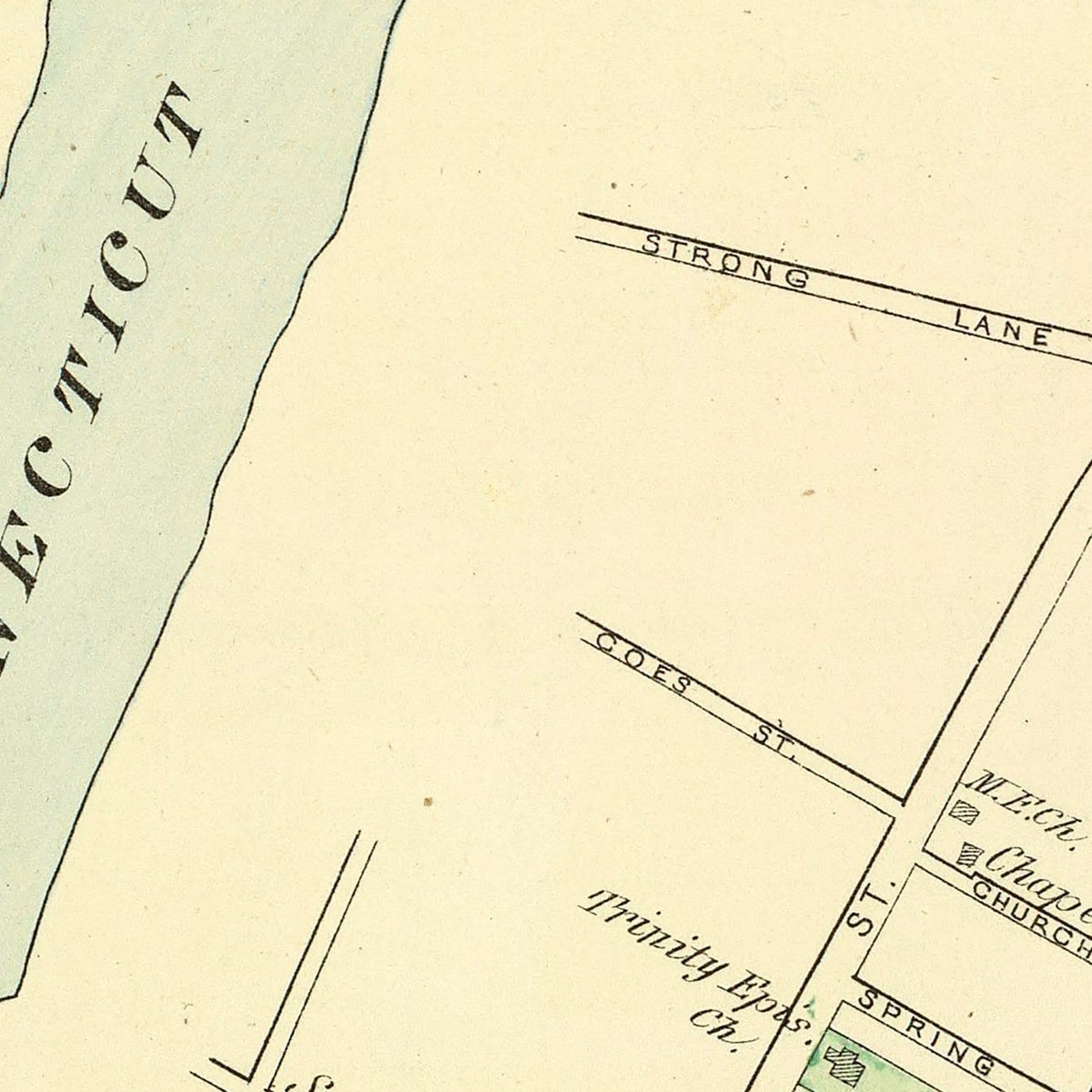 Restored historic details from the 1893 city map of Higganum, Connecticut