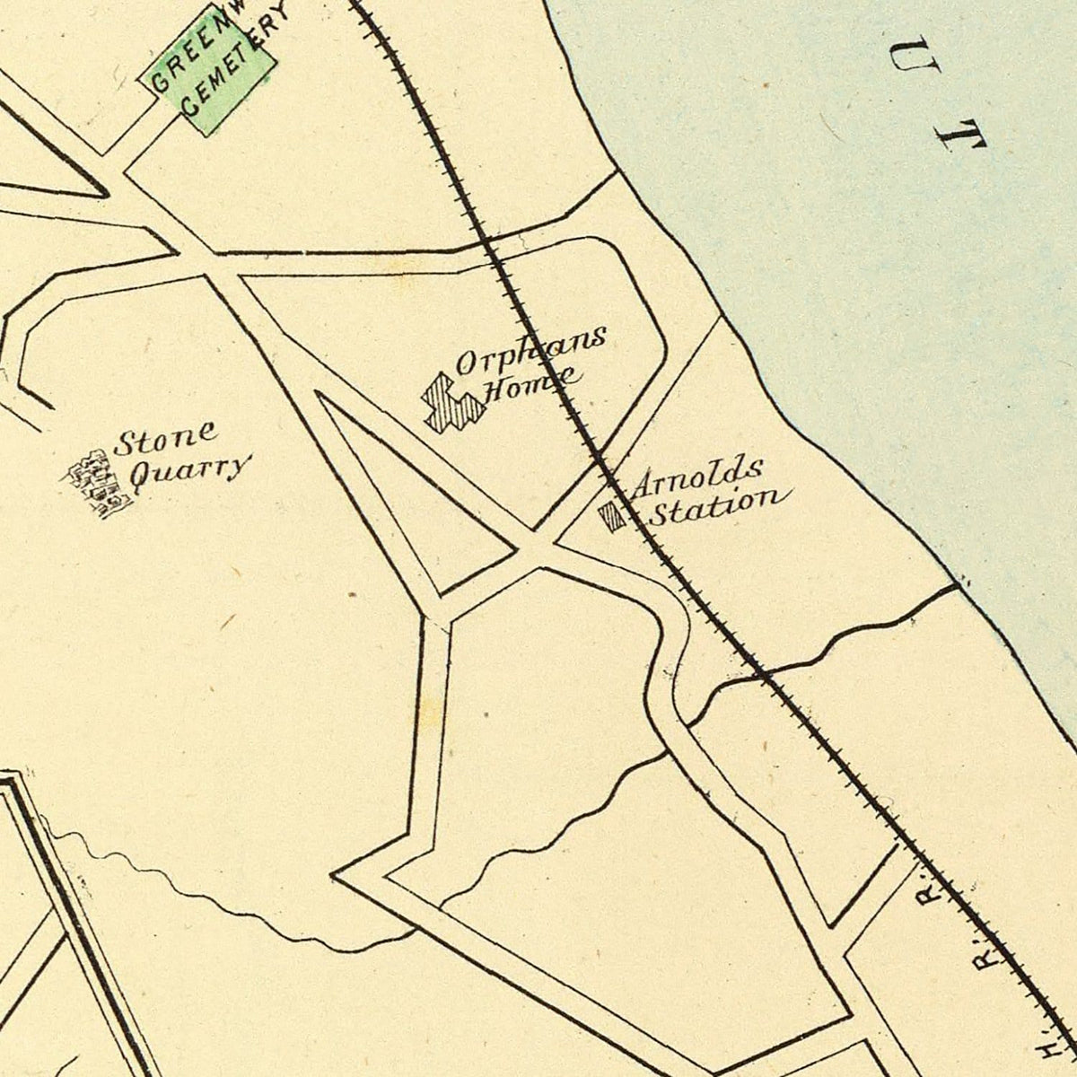 Restored historic details from the 1893 city map of Haddam, Connecticut
