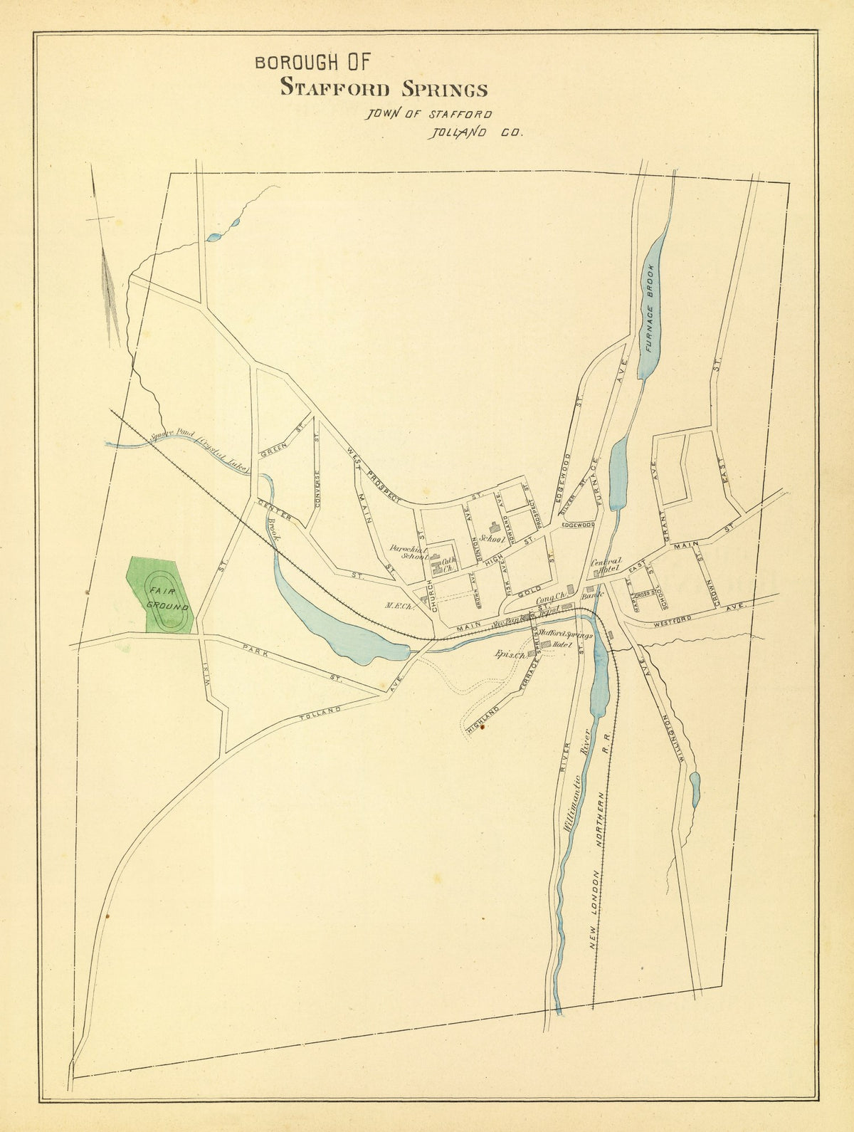 Preview of Vintage Map of Stafford Springs, Connecticut 1893
