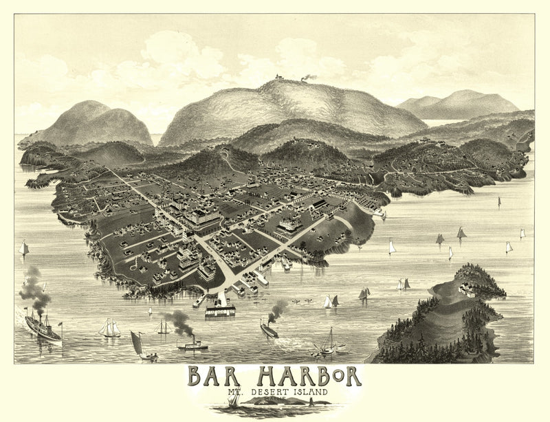 Size comparison using Vintage Map of Bar Harbor, Maine 1886