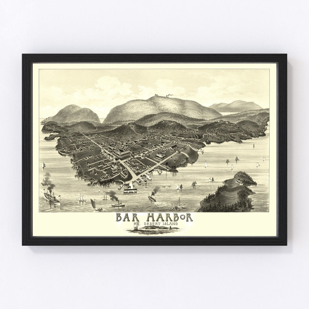 Bar Harbor Vintage Map 1886