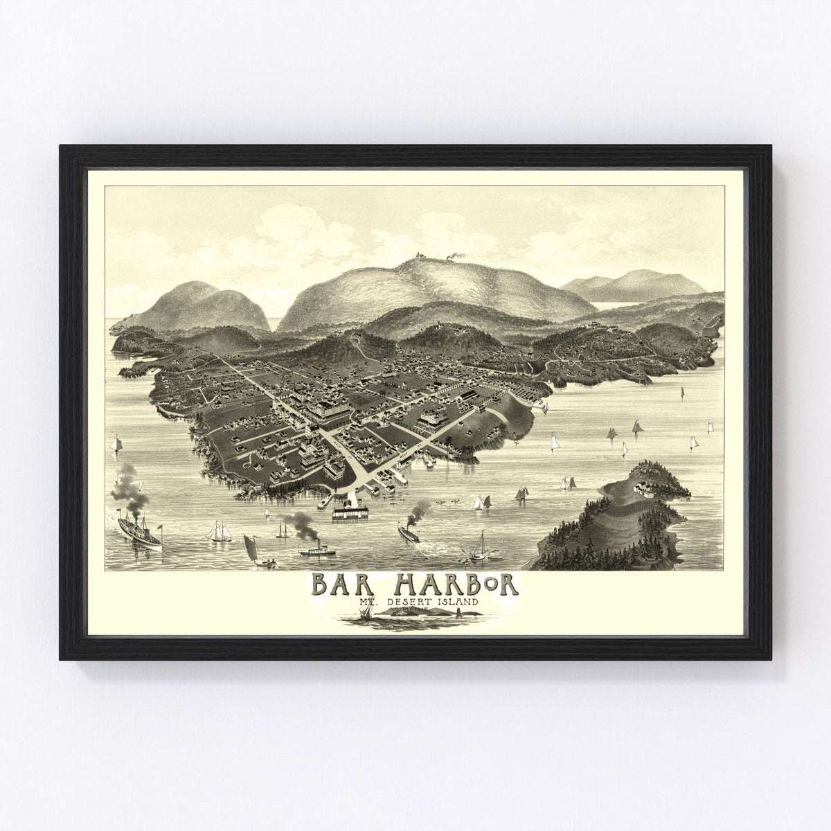 Bar Harbor Vintage Map 1886
