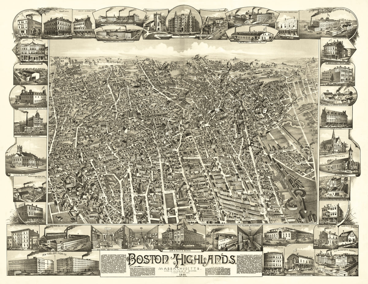 Preview of Vintage Map of Boston Highlands, Massachusetts 1888