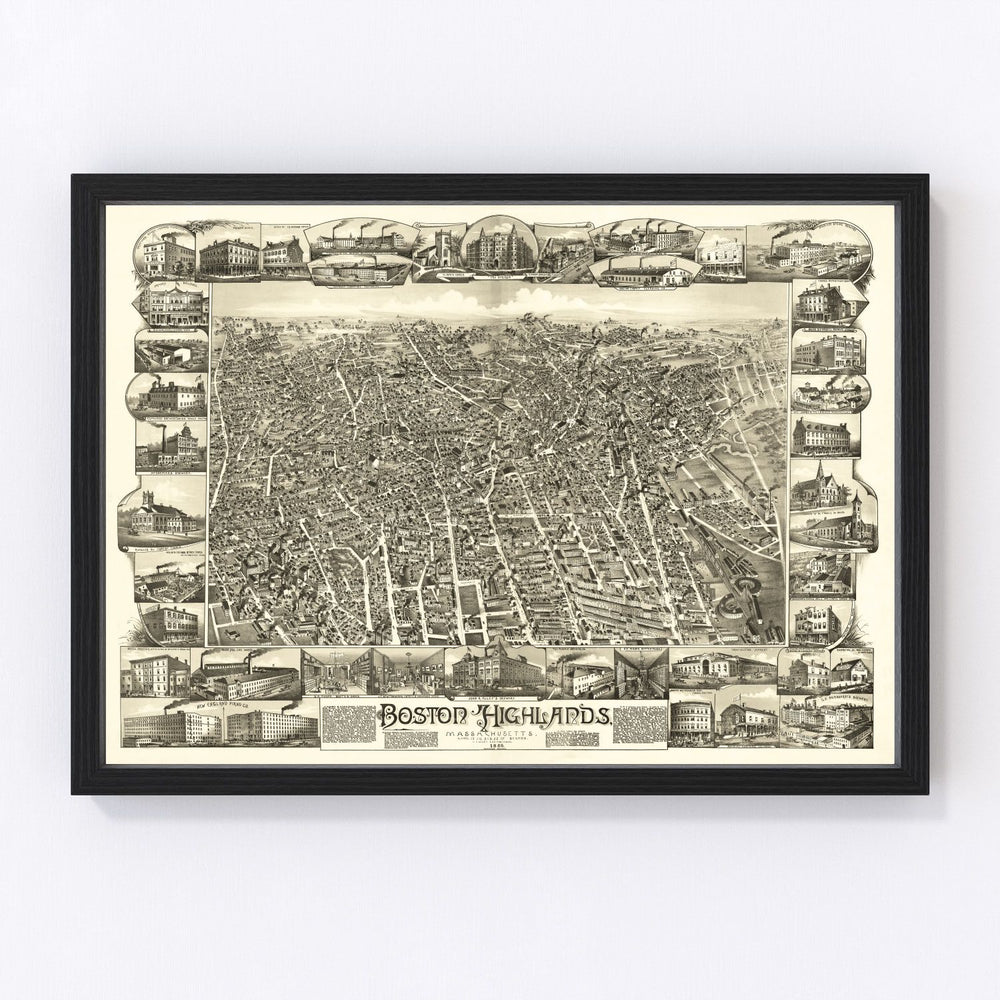 Boston Highlands Vintage Map 1888