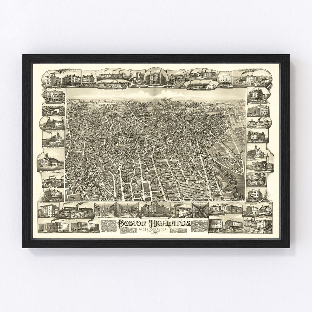 Boston Highlands Vintage Map 1888