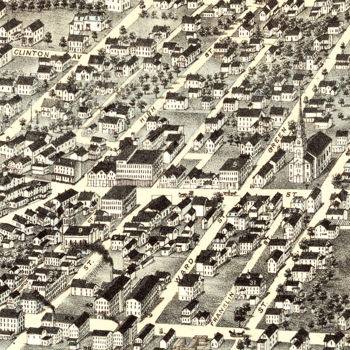 Restored historic details from the 1878 city map of Brockton, Massachusetts