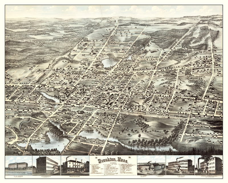 Size comparison using Vintage Map of Brockton, Massachusetts 1878