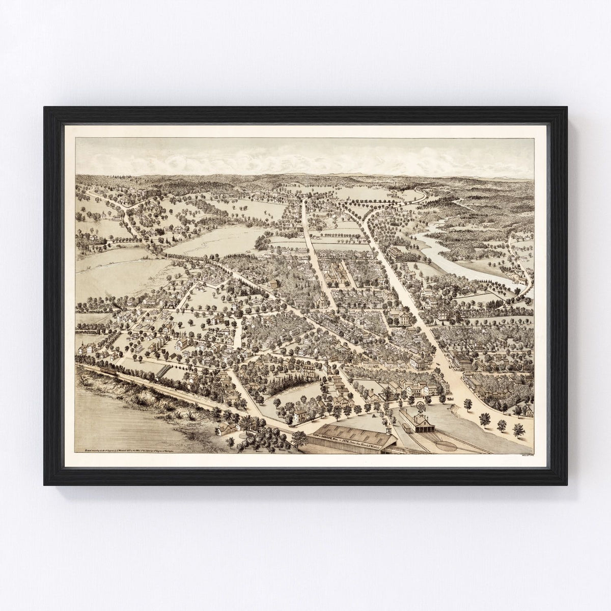 Dedham Vintage Map 1876