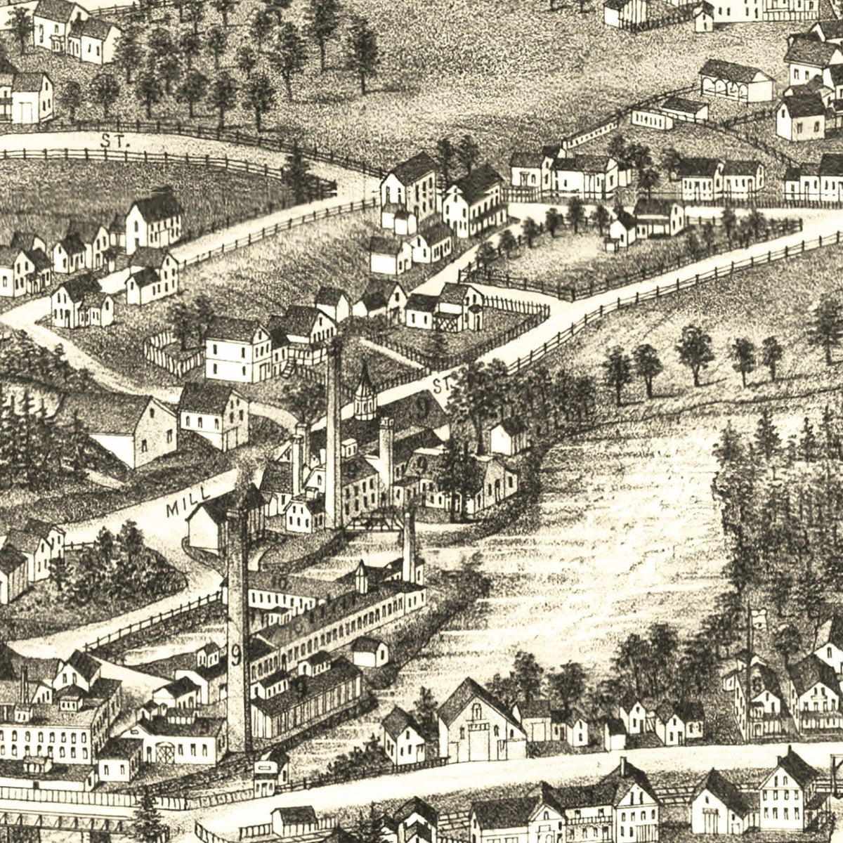 Restored historic details from the 1886 city map of Pepperell, Massachusetts