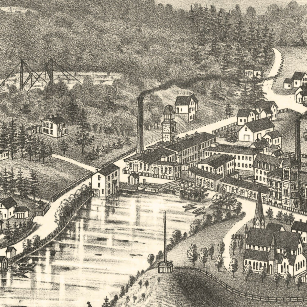 Restored historic details from the 1886 city map of Graniteville, Massachusetts