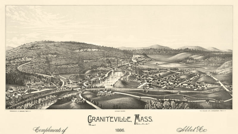 Size comparison using Vintage Map of Graniteville, Massachusetts 1886