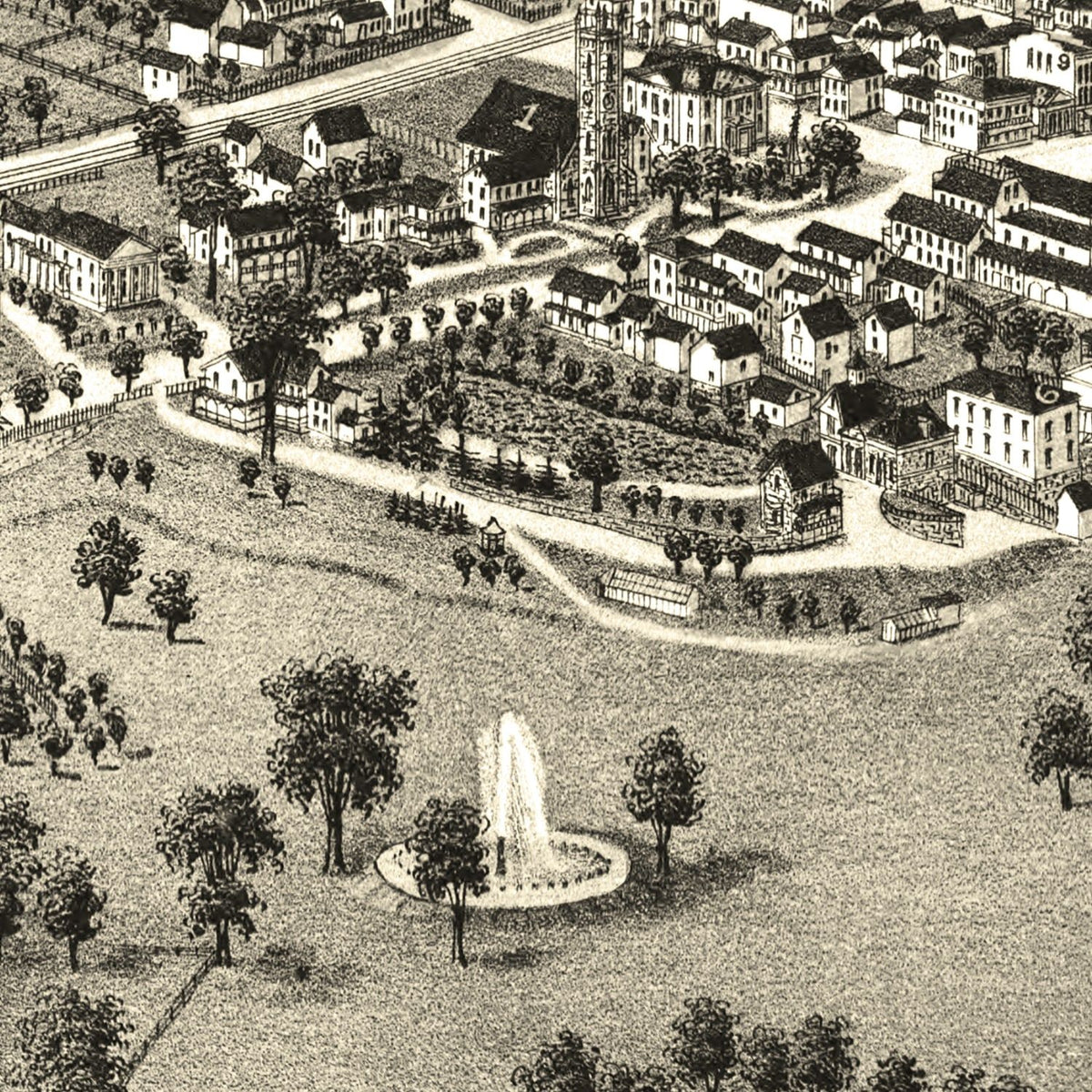 Restored historic details from the 1884 city map of Great Barrington, Massachusetts