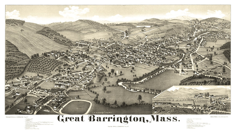 Size comparison using Vintage Map of Great Barrington, Massachusetts 1884
