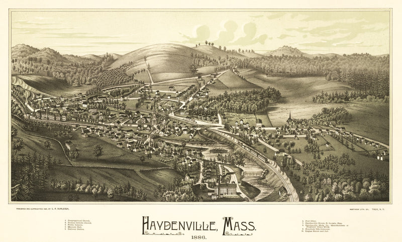 Size comparison using Vintage Map of Haydenville, Massachusetts 1886