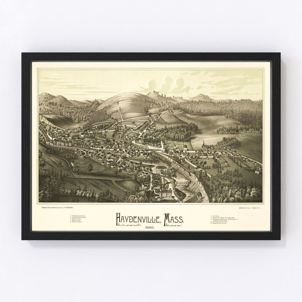 Haydenville Vintage Map 1886