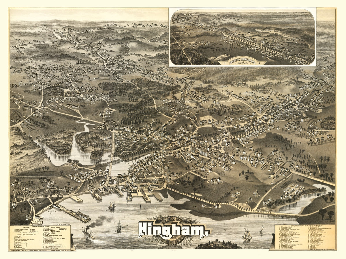 Preview of Vintage Map of Hingham, Massachusetts 1885