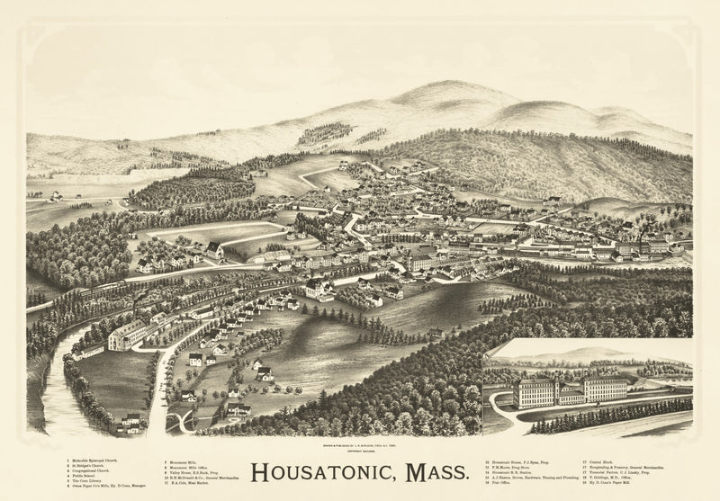 Size comparison using Vintage Map of Housatonic, Massachusetts 1890