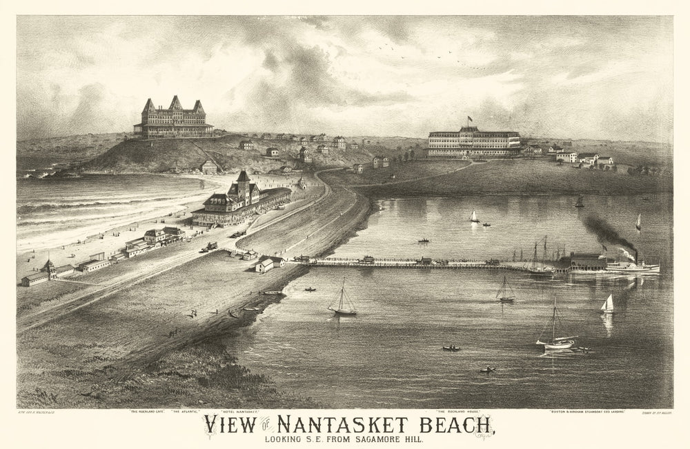 Vintage Map of Nantasket Beach, Massachusetts 1879 print style example