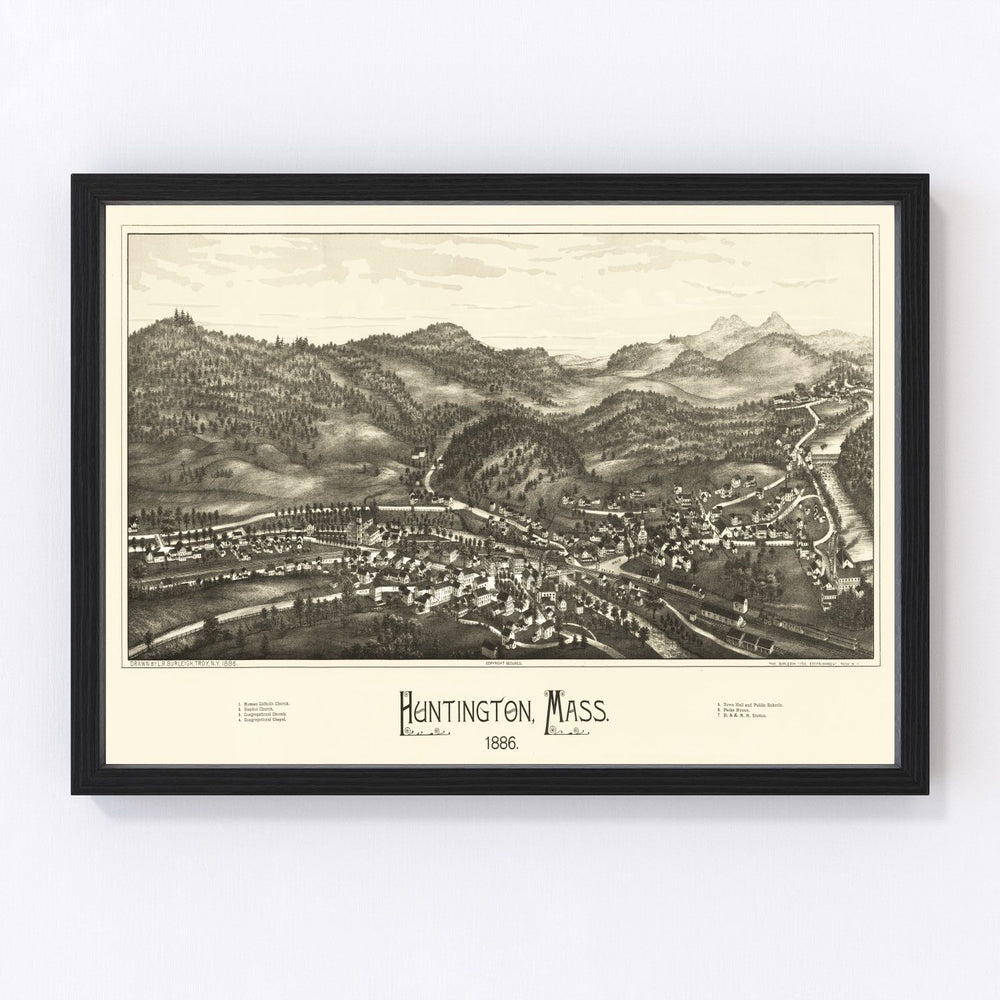 Huntington Vintage Map 1886
