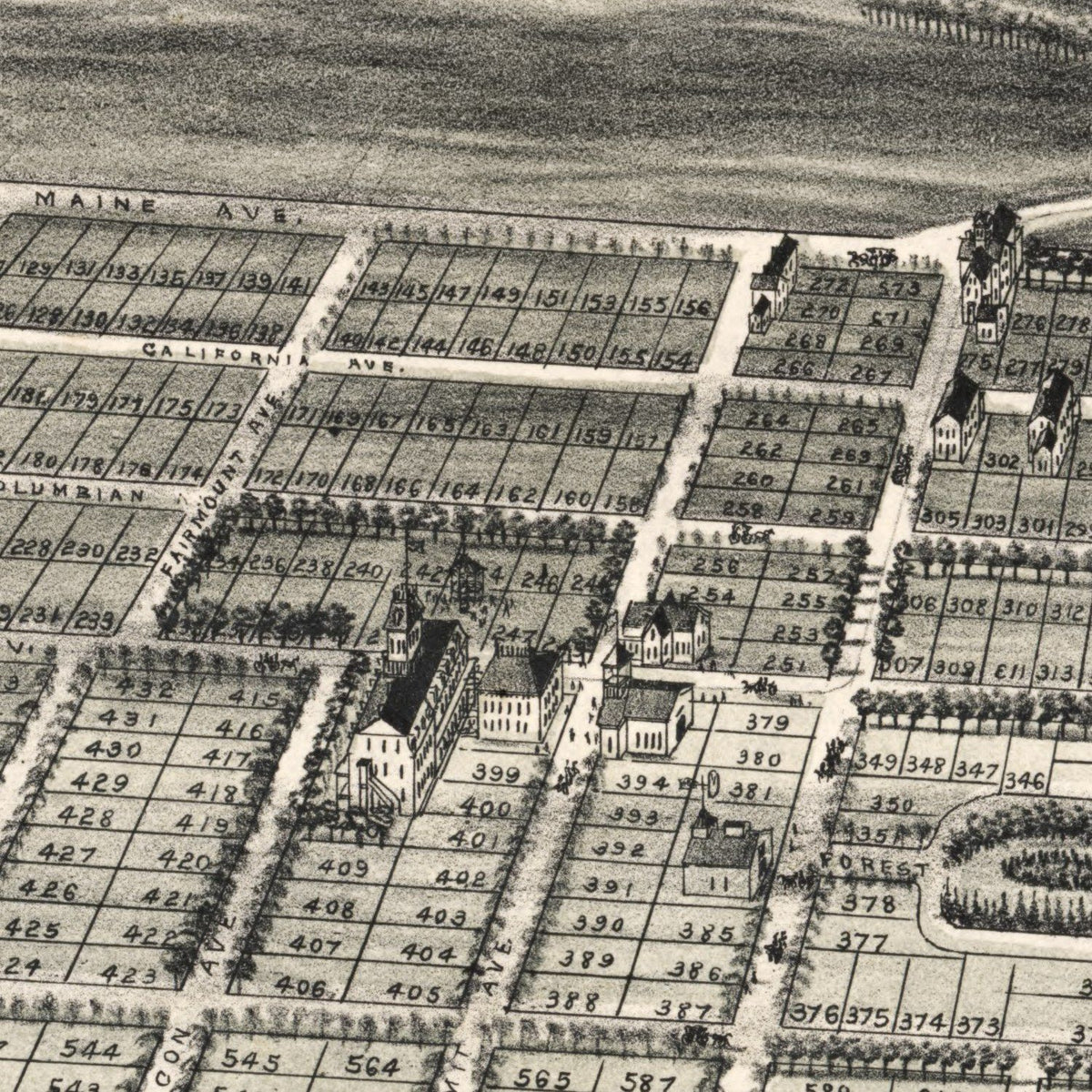 Restored historic details from the 1880 city map of Lagoon Heights, Massachusetts