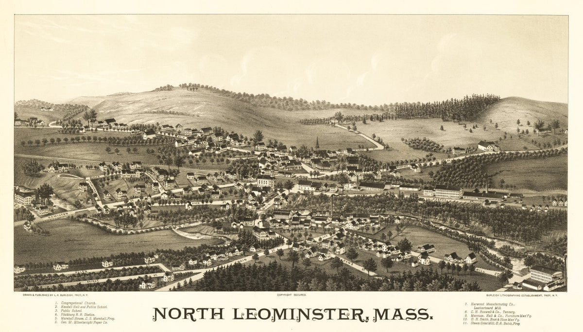 Preview of Vintage Map of North Leominster, Massachusetts 1887