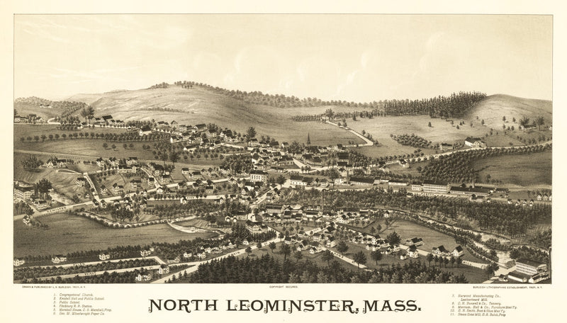 Size comparison using Vintage Map of North Leominster, Massachusetts 1887