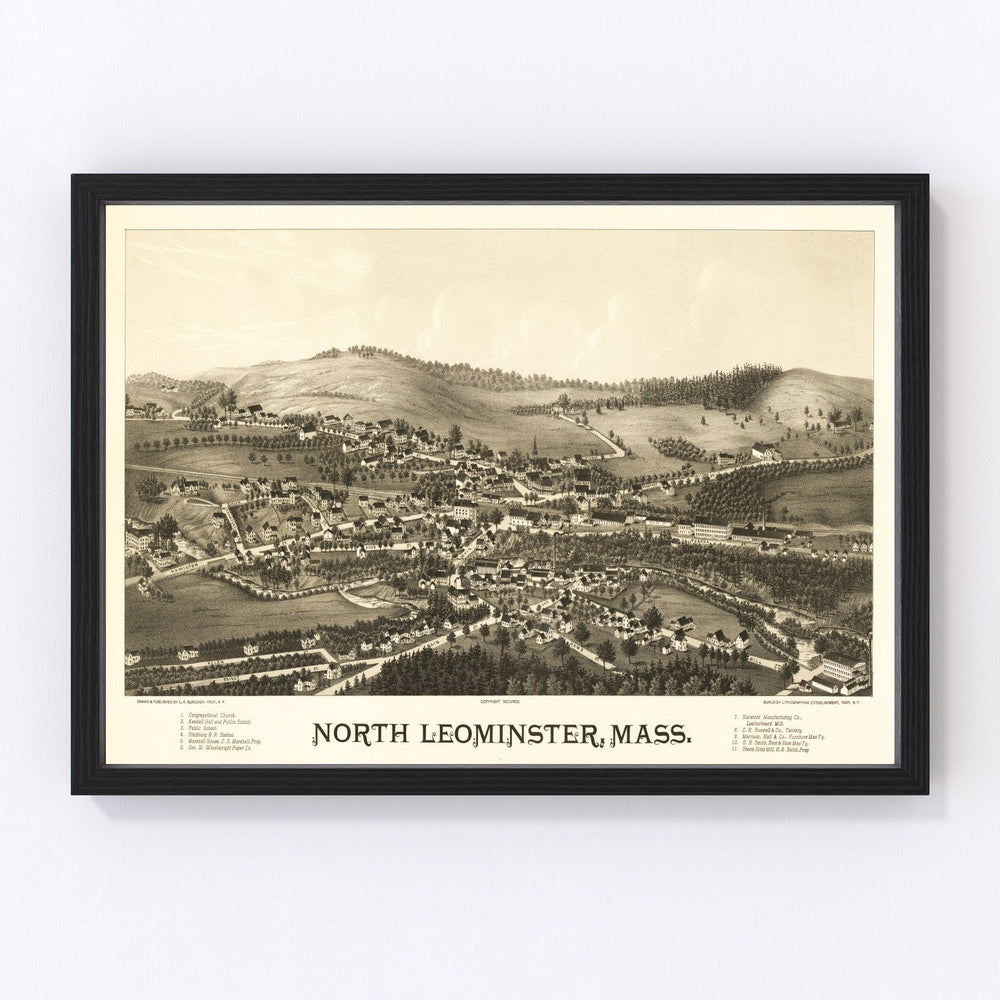 North Leominster Vintage Map 1887
