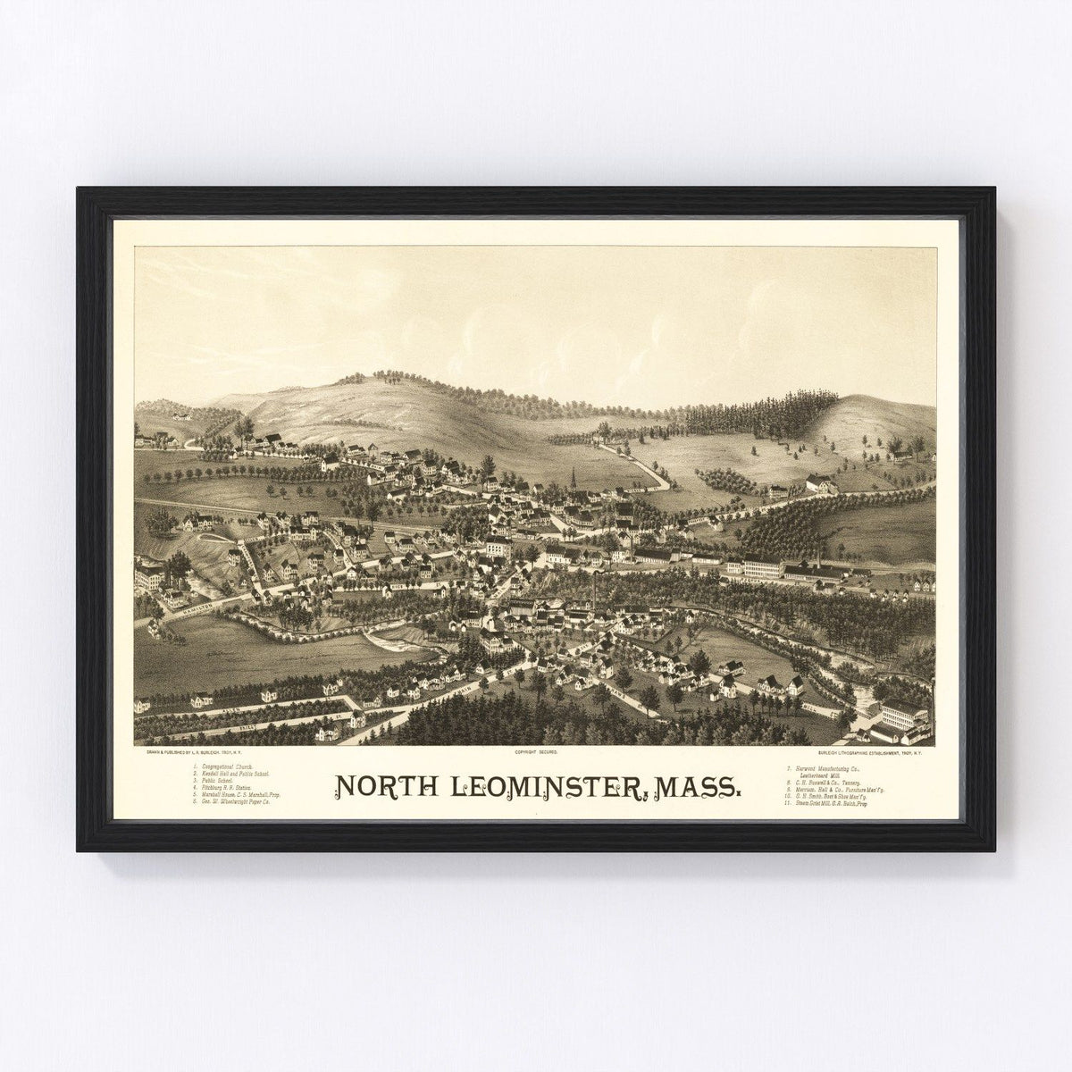 North Leominster Vintage Map 1887