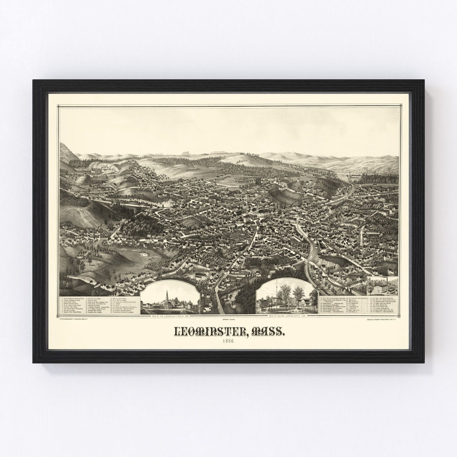 Leominster Vintage Map 1886