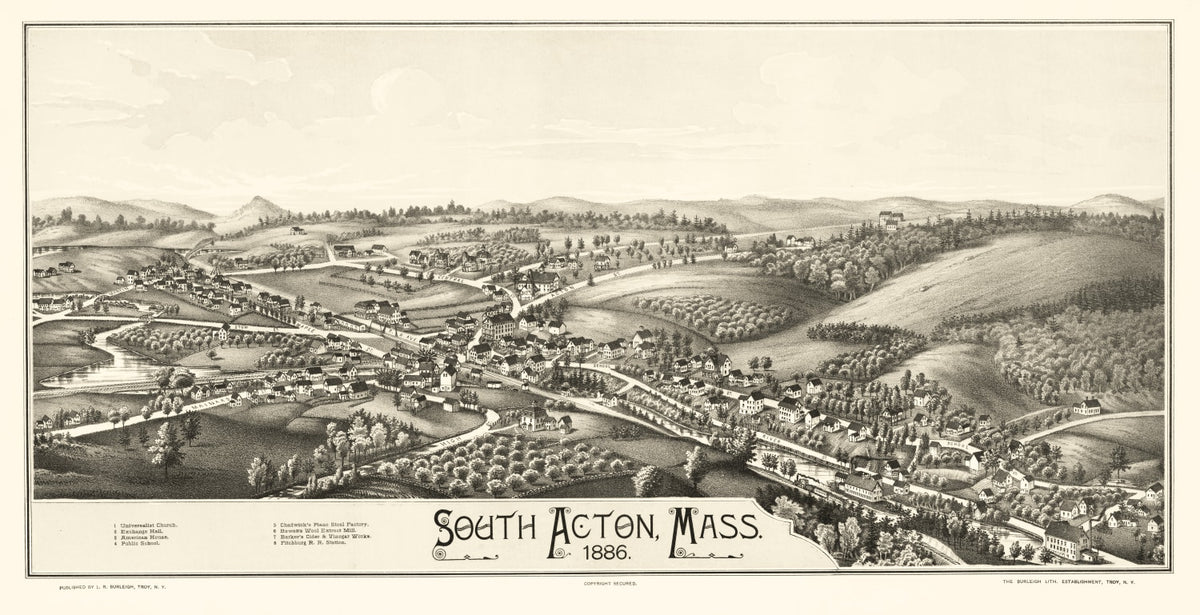Preview of Vintage Map of South Acton, Massachusetts 1886