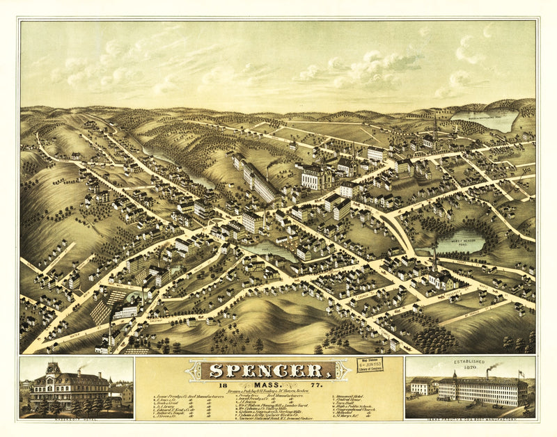 Size comparison using Vintage Map of Spencer, Massachusetts 1877